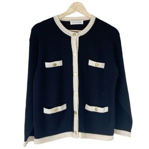Jones New York Lady Cardigan Contrast Black/Cream Gold
